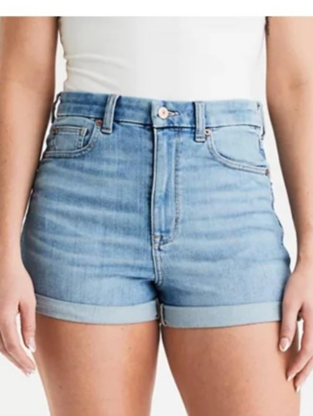 American Eagle Curvy Hi Rise Shortie Light Blue